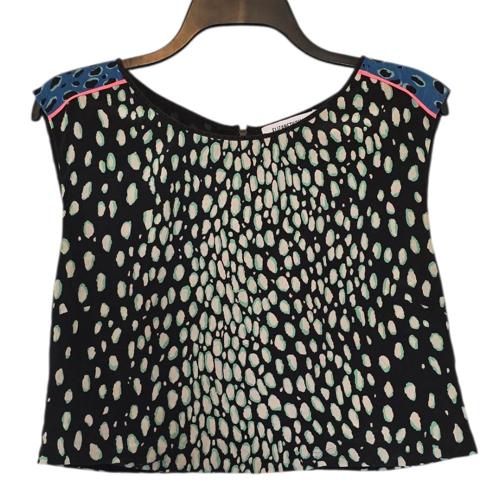 Elizabeth And James Abstract Print Silk Crop Top Size Large